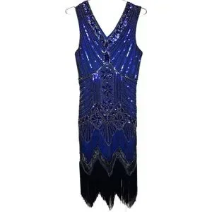 unbranded | Dresses | Blue Sequin Beaded Flapper Dress | Poshmark